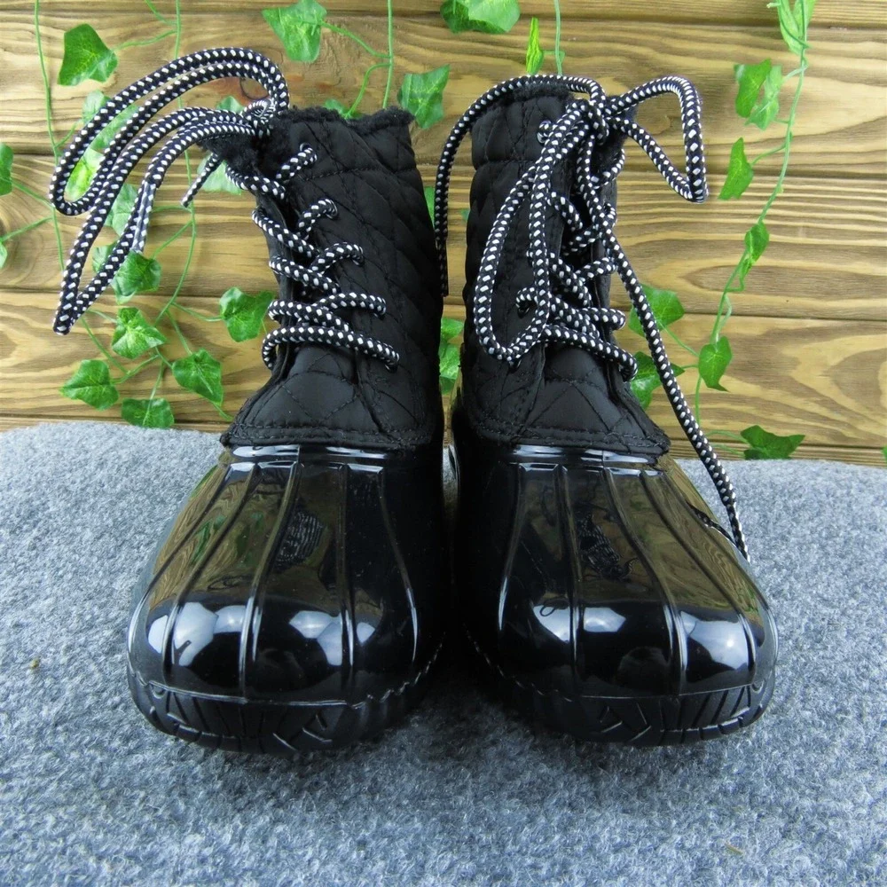 Sporto Andie‎ Women Duck Boots Black Synthetic Lace Up Size 6 Medium